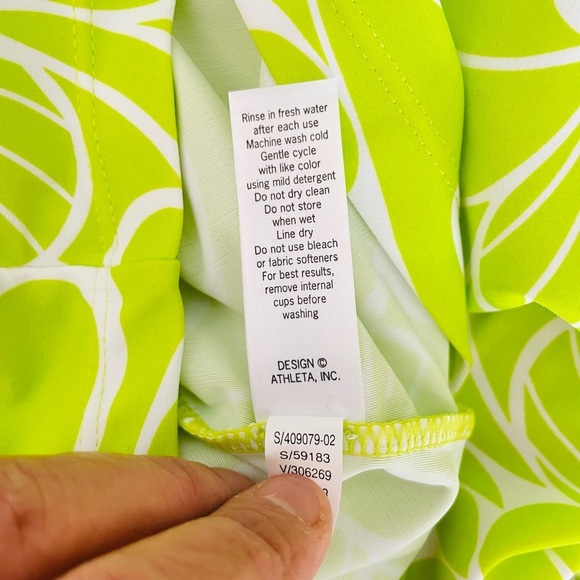 Athleta Kokomo Halter Swim Sport Dress XXS Green Floral Print Bra Insert - Picture 10 of 16